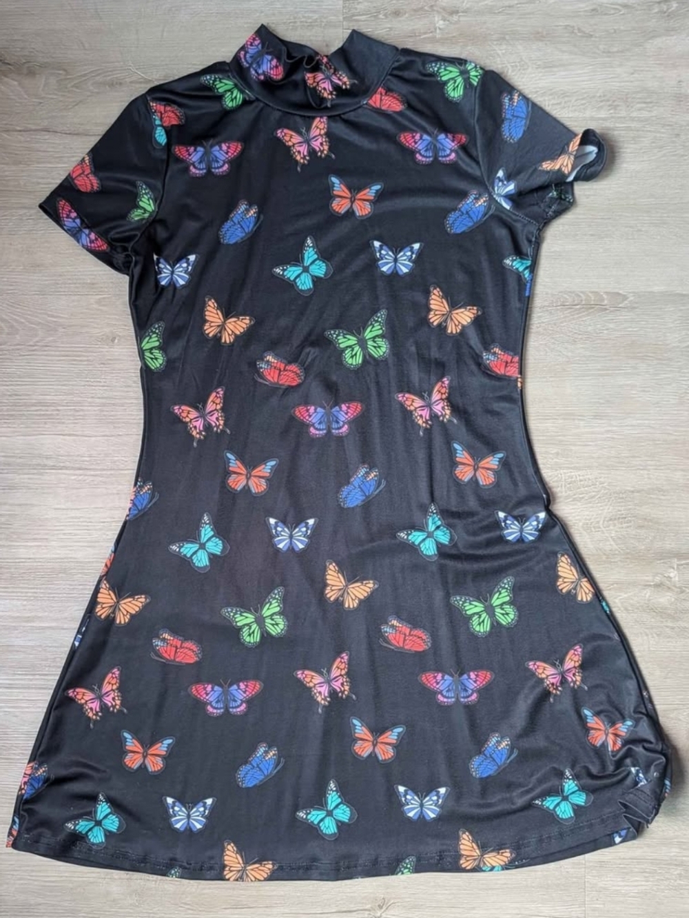 dELiA*s Black Short Sleeve Butterfly Print Dress